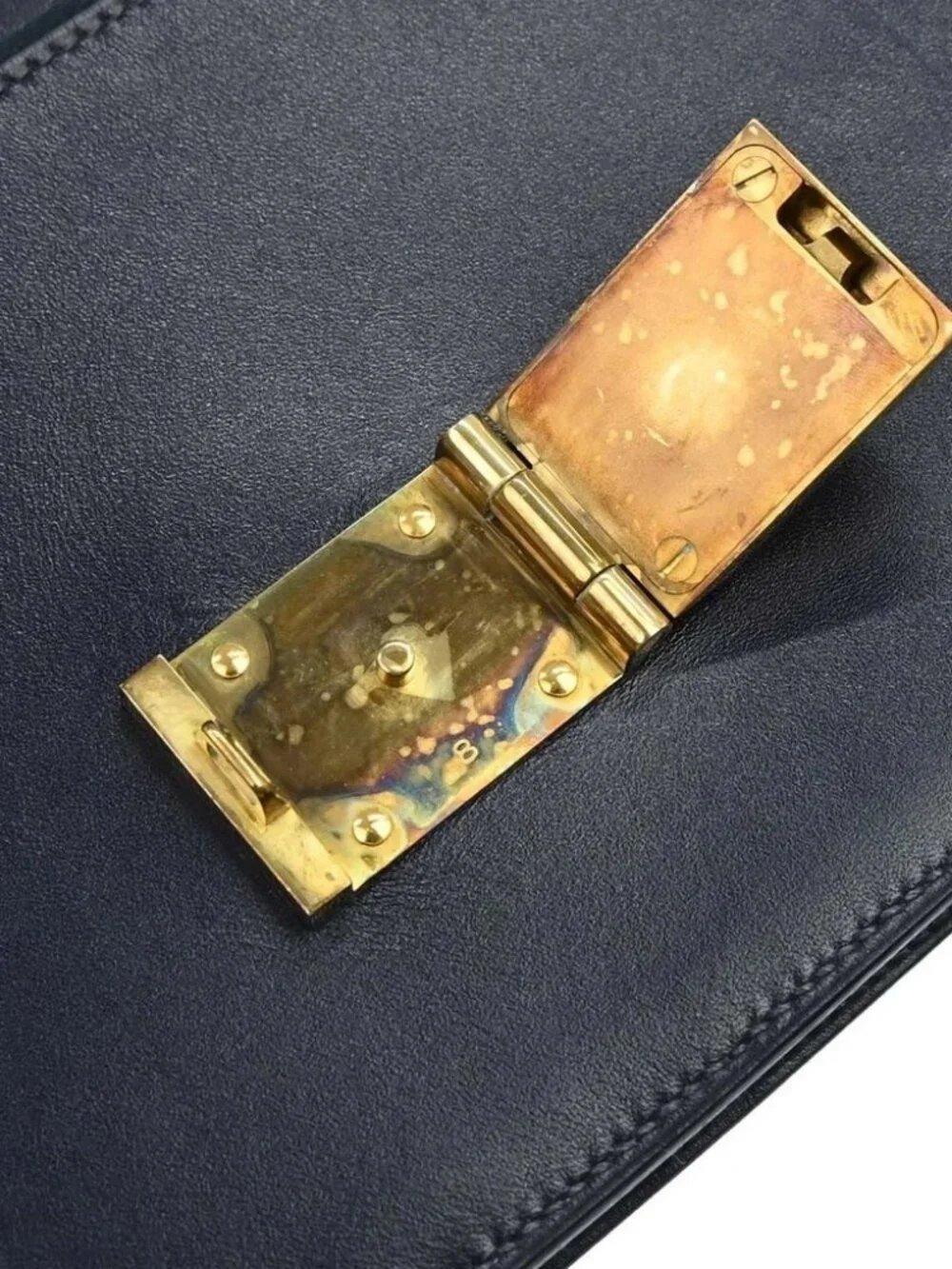 Hermes Blue Navy Box Calf Pochette Jet Clutch Bag